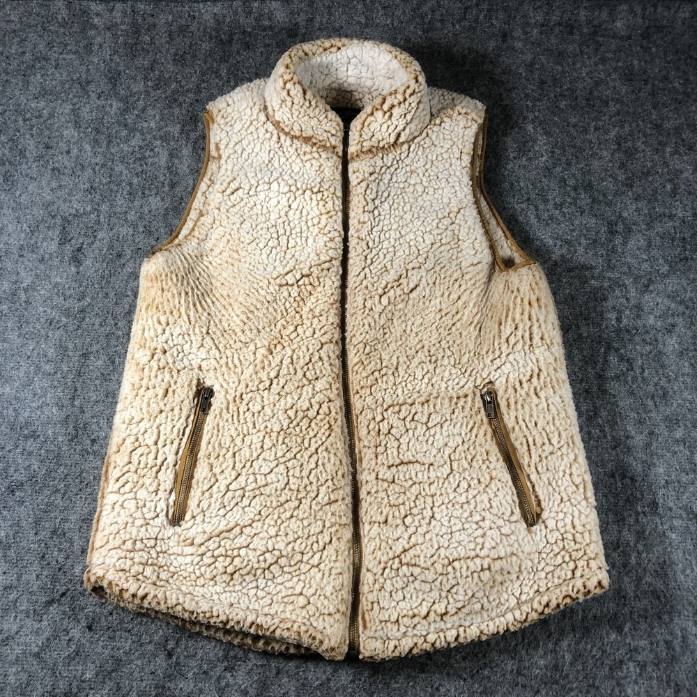Love Tree Vest Womens Medium White Sherpa Fleece‎ Full Zip Pockets Warm Cozy